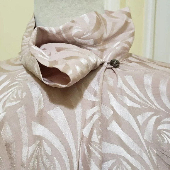 Vintage Silk Tunic Blouse Wrap Neck Dusky Pink Size 10 Evan Picone - Picture 2 of 6